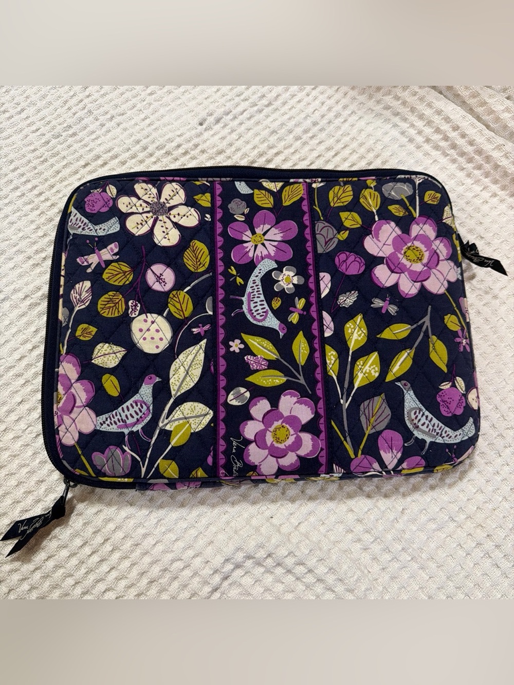 Vera Bradley Purple Floral Quilted Laptop Sleeve with Green Accents - Picture 5 of 5